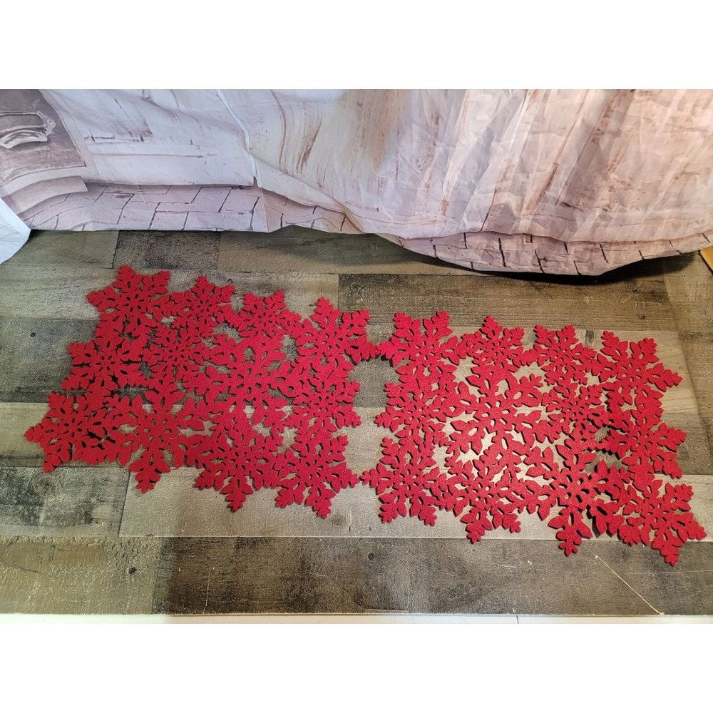 Snowflake xmas placemat red decor set